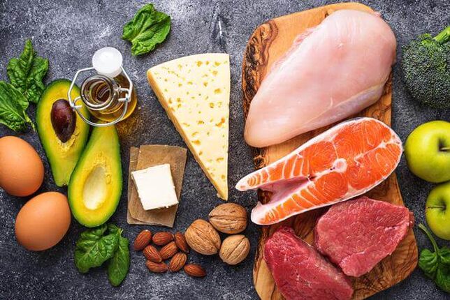 The diet of a low-carbohydrate diet consists of products containing animal and vegetable proteins, which are fats. 